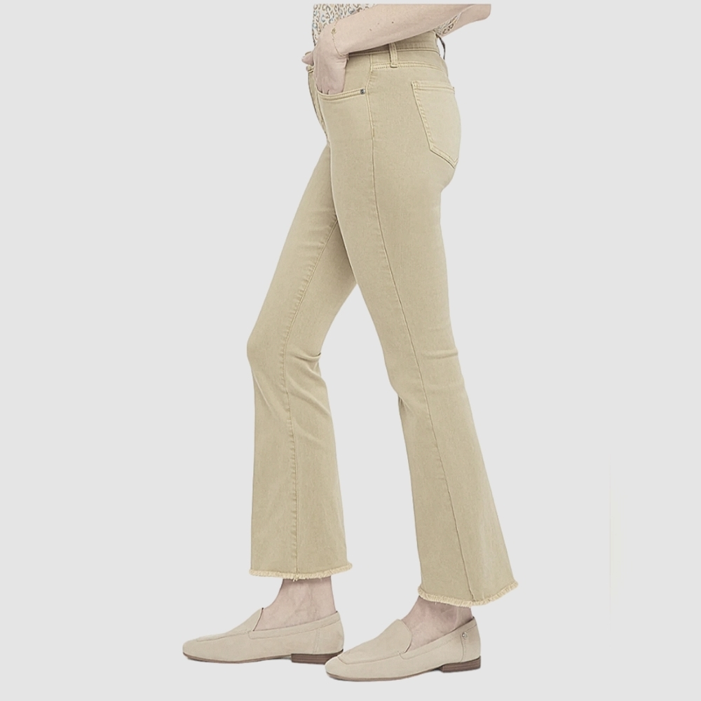 NYDJ Tummy Control 5-Pocket Lift Tuck Wide Leg High Rise Raw Hem Capri Jeans